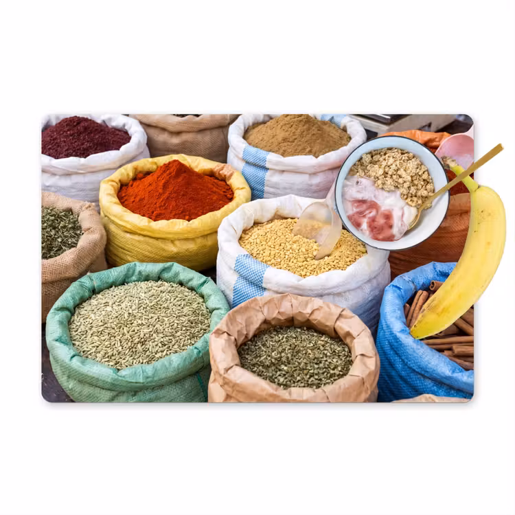 Placemat - 6 stuks - Kruiden - Zakken - Markt — 1