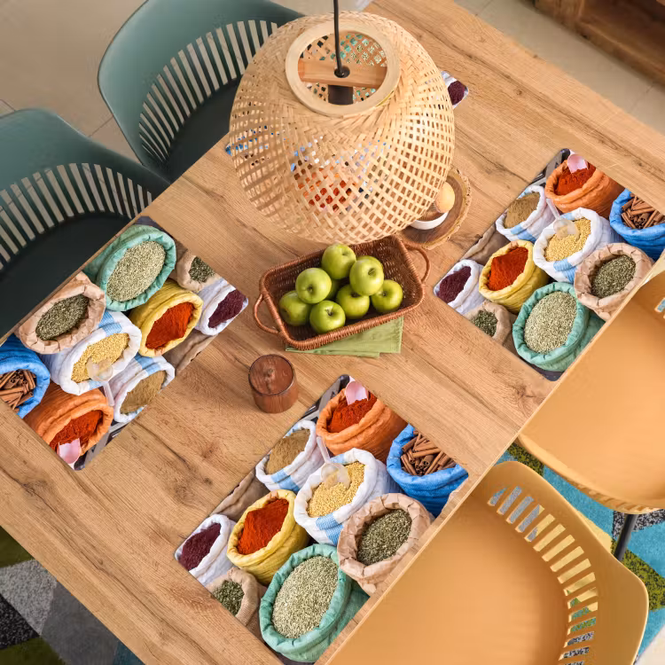 Placemat - 6 stuks - Kruiden - Zakken - Markt — 6