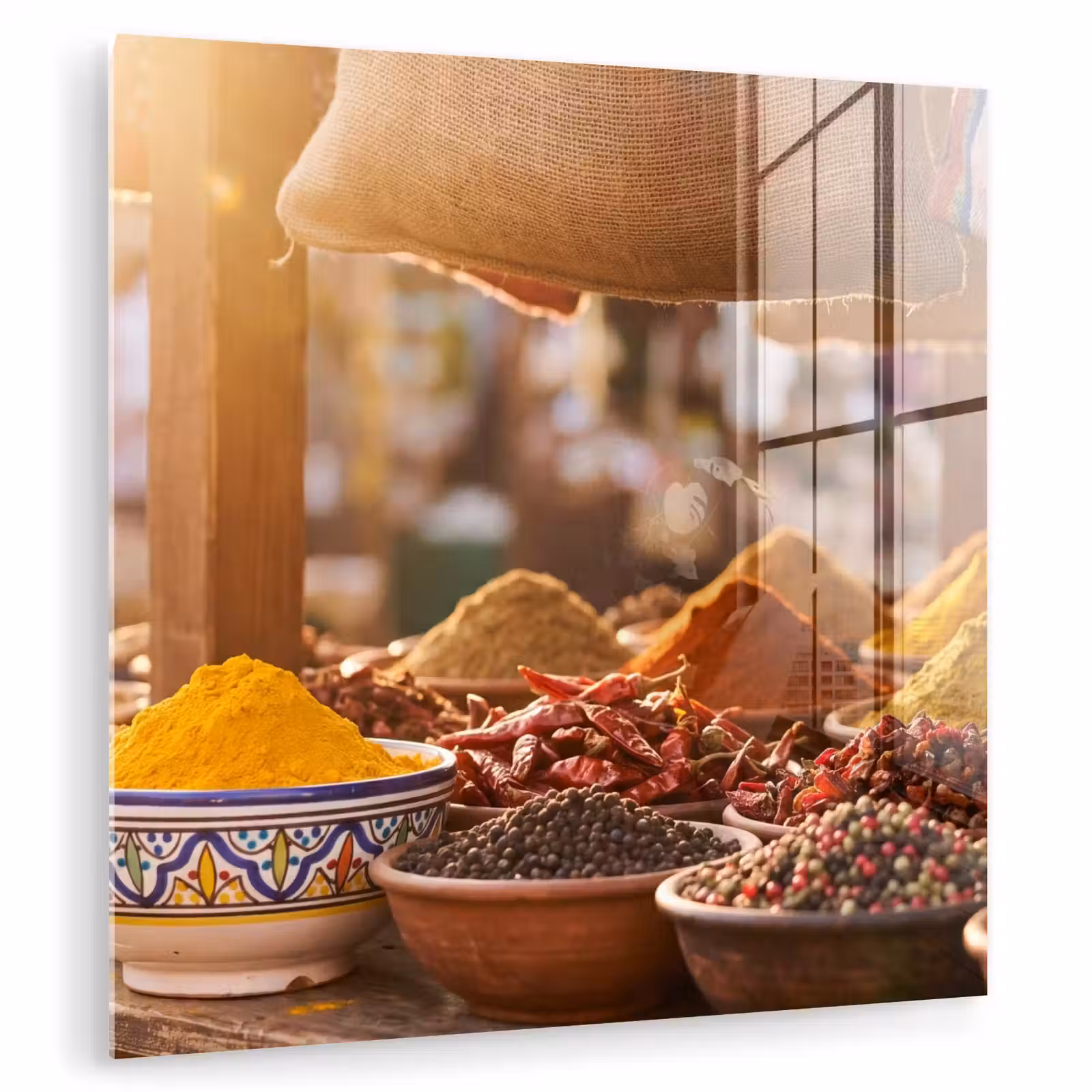 Glas schilderij - Specerijen - Markt - Kleurrijk — 1
