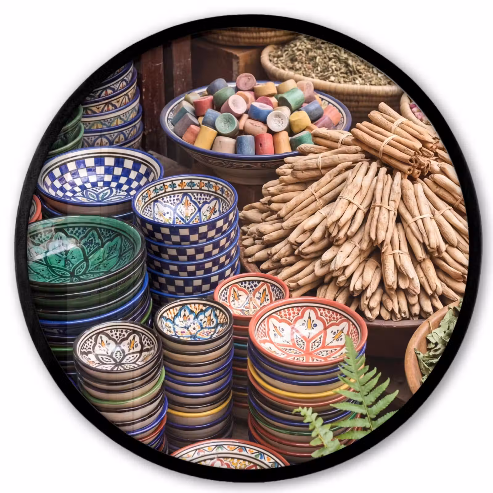 Ronde fotolijst - Aardewerk - Oosters - Kleurrijk — 1