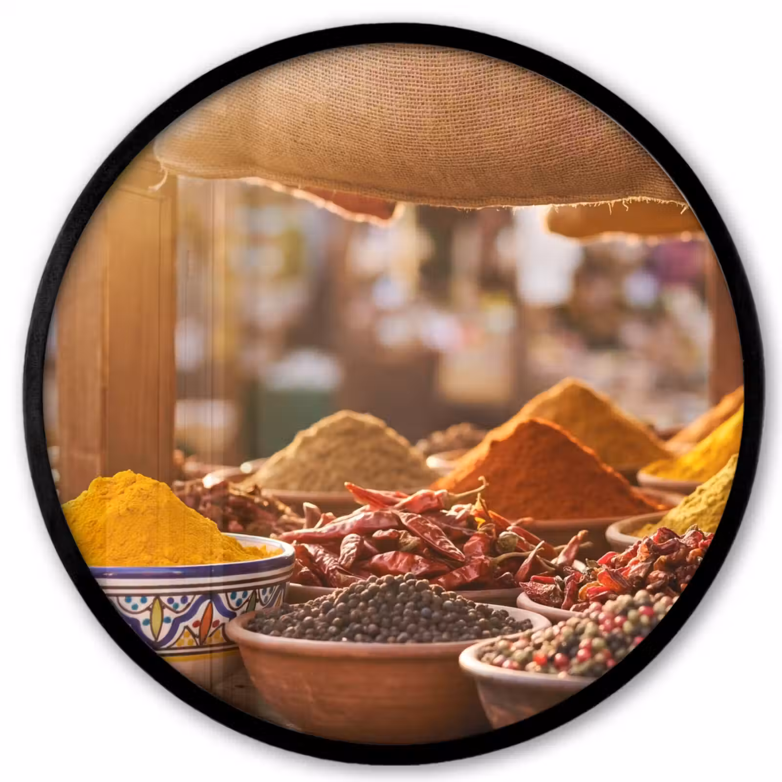 Ronde fotolijst - Specerijen - Markt - Kleurrijk — 1
