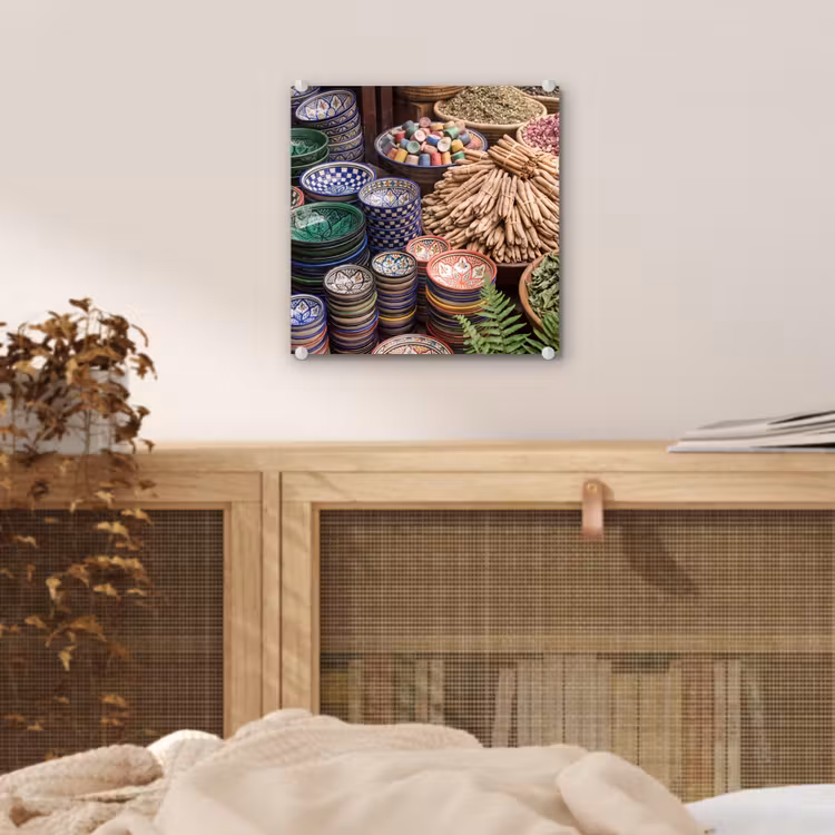 Glas schilderij - Aardewerk - Oosters - Kleurrijk — 5
