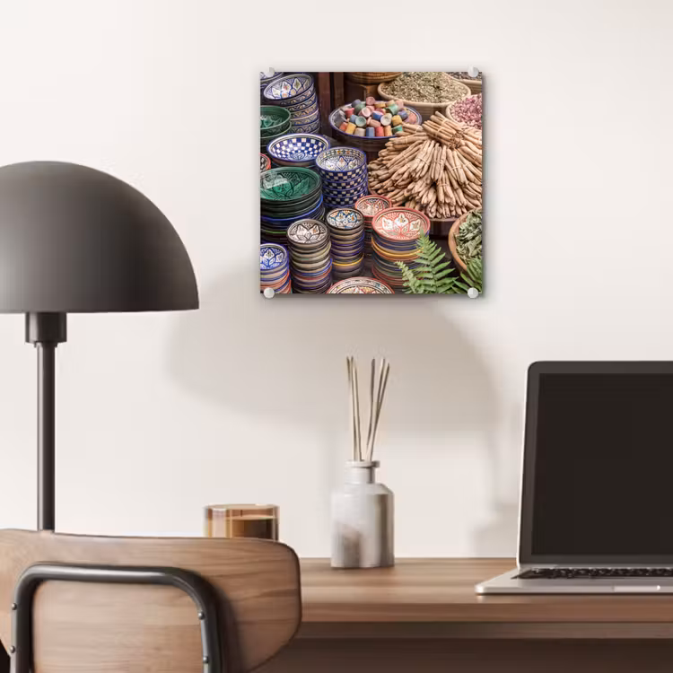 Glas schilderij - Aardewerk - Oosters - Kleurrijk — 7