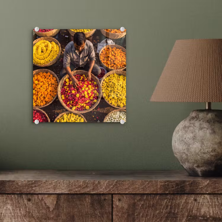 Glas schilderij - Bloemen - Markt - Kleurrijk — 4