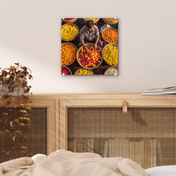 Glas schilderij - Bloemen - Markt - Kleurrijk — 5