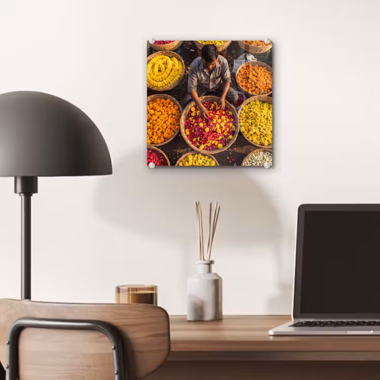 Glas schilderij - Bloemen - Markt - Kleurrijk — 7