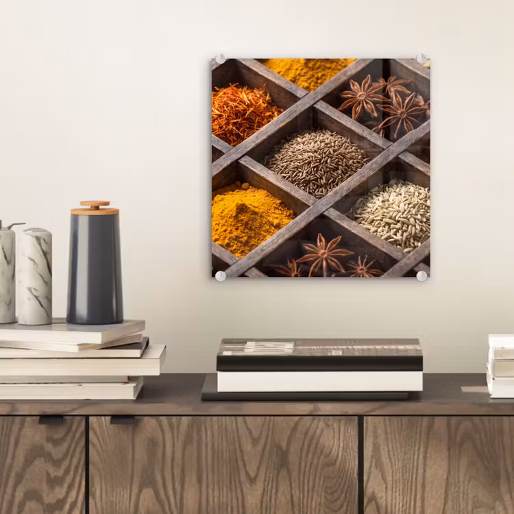 Glas schilderij - Kruiden - Houten - Eten — 2