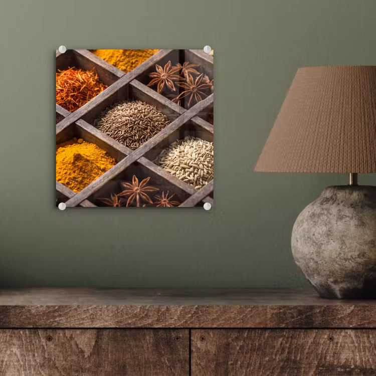 Glas schilderij - Kruiden - Houten - Eten — 4