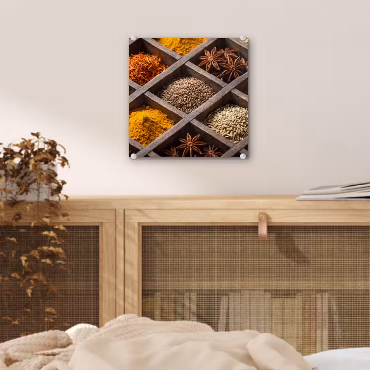 Glas schilderij - Kruiden - Houten - Eten — 5