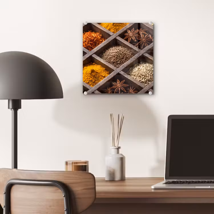 Glas schilderij - Kruiden - Houten - Eten — 7