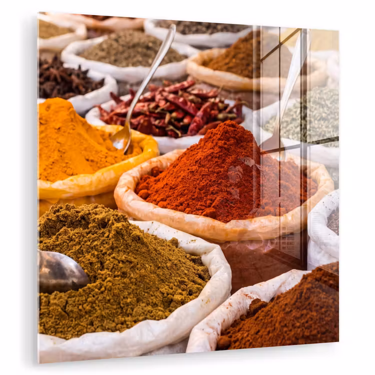 Glas schilderij - Kruiden - Markt - Eten — 1