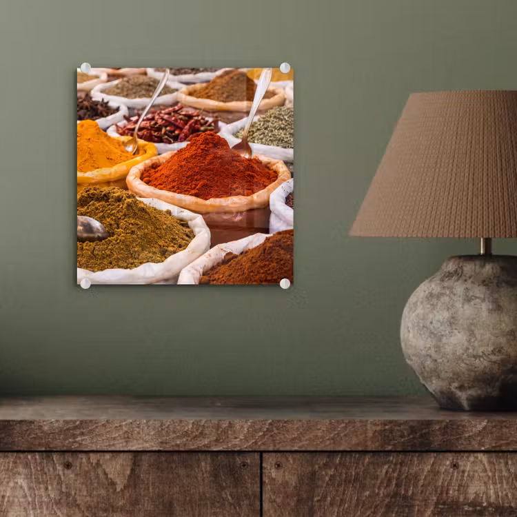 Glas schilderij - Kruiden - Markt - Eten — 4