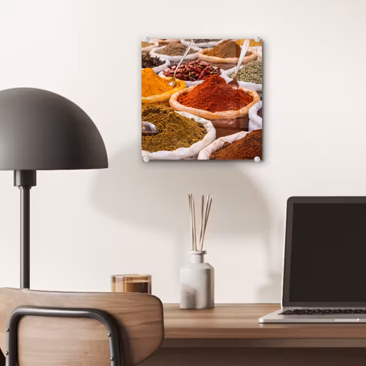 Glas schilderij - Kruiden - Markt - Eten — 7