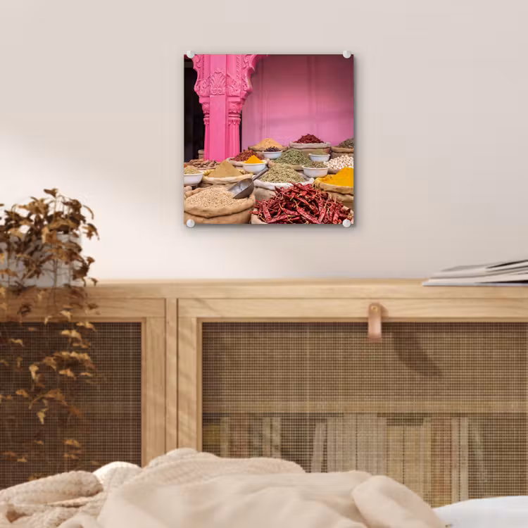 Glas schilderij - Kruiden - Markt - Roze — 5