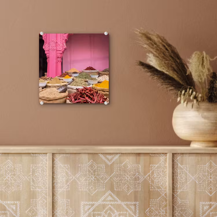 Glas schilderij - Kruiden - Markt - Roze — 6