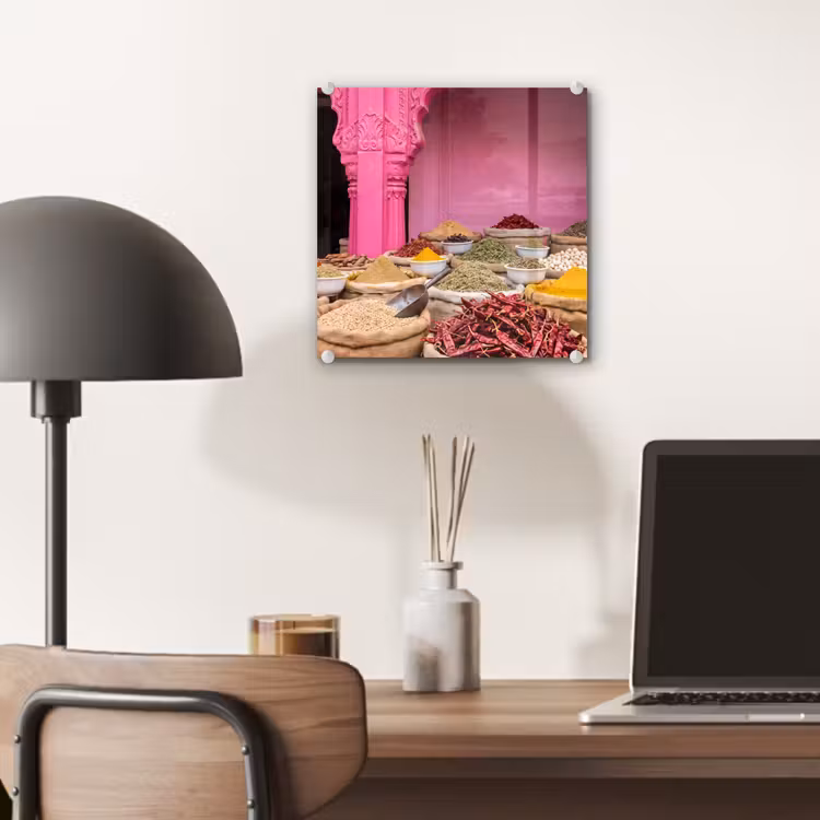 Glas schilderij - Kruiden - Markt - Roze — 7