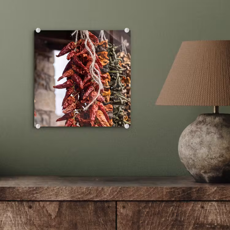 Glas schilderij - Rode pepers - Eten — 4