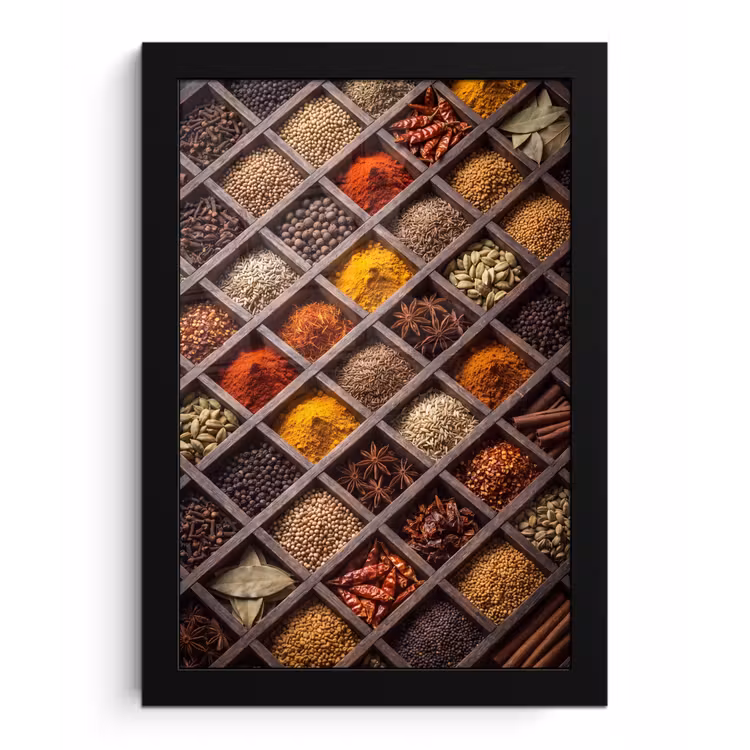 Poster met lijst - Kruiden - Houten - Eten — 1
