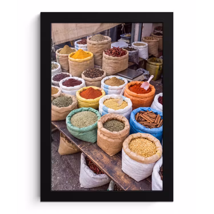 Poster met lijst - Kruiden - Zakken - Markt — 1
