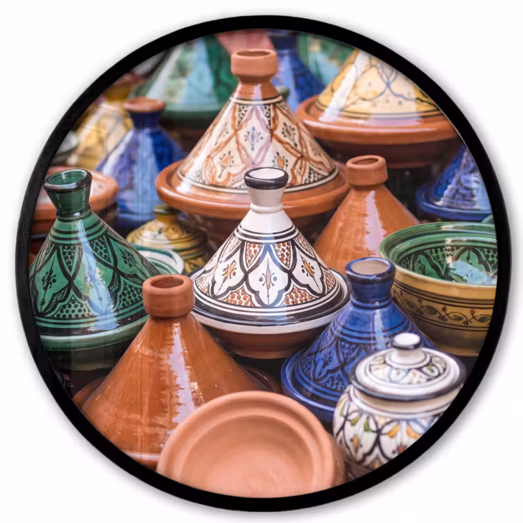 Ronde fotolijst - Aardewerk - Kleurrijk - Patroon — 1
