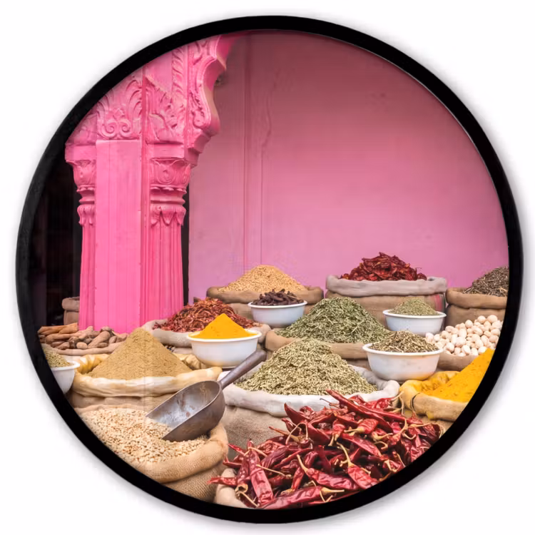 Ronde fotolijst - Kruiden - Markt - Roze — 1