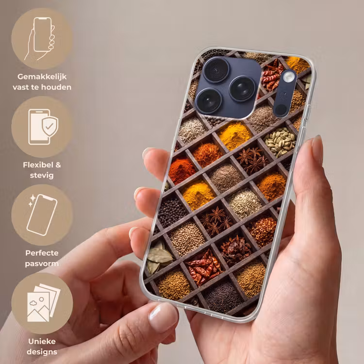 Telefoonhoesje Softcase - Kruiden - Houten - Eten — 4