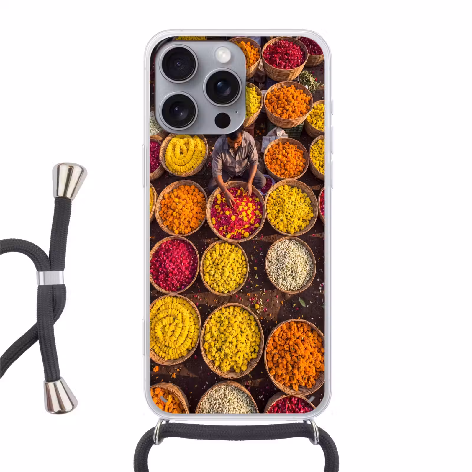Telefoonhoesje met koord - Bloemen - Markt - Kleurrijk — 1
