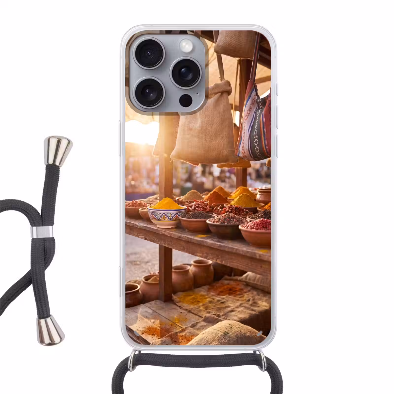Telefoonhoesje met koord - Specerijen - Markt - Kleurrijk — 1