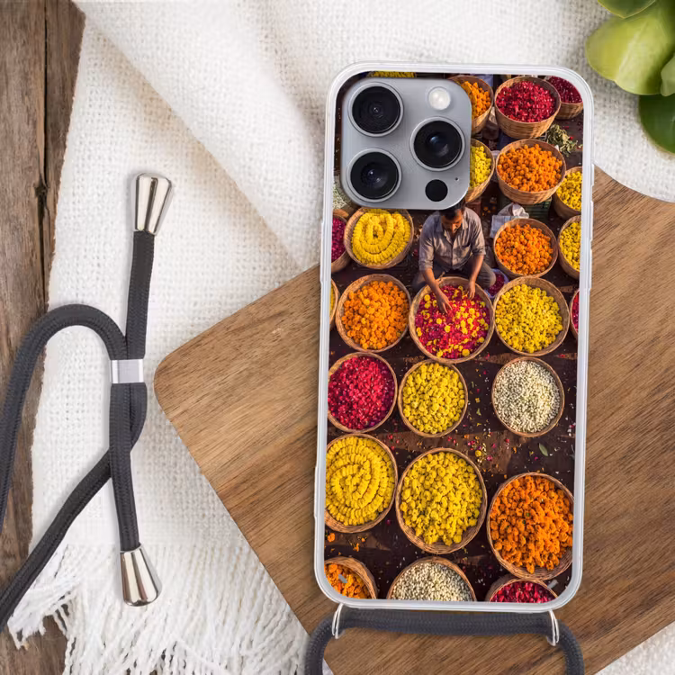 Telefoonhoesje met koord - Bloemen - Markt - Kleurrijk — 3