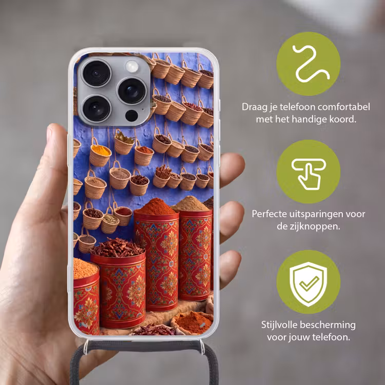 Telefoonhoesje met koord - Kruiden - Manden - Markt — 4
