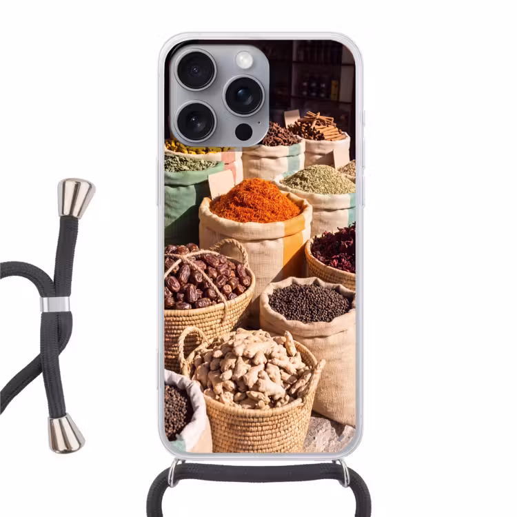 Telefoonhoesje met koord - Kruiden - Markt - Kleurrijk — 1