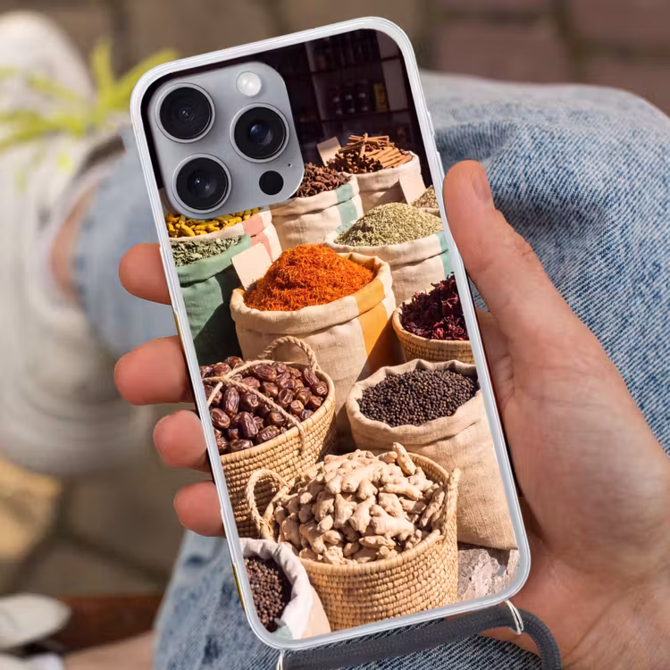 Telefoonhoesje met koord - Kruiden - Markt - Kleurrijk — 2