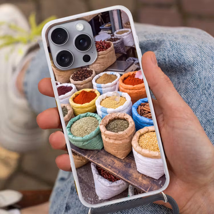 Telefoonhoesje met koord - Kruiden - Zakken - Markt — 2