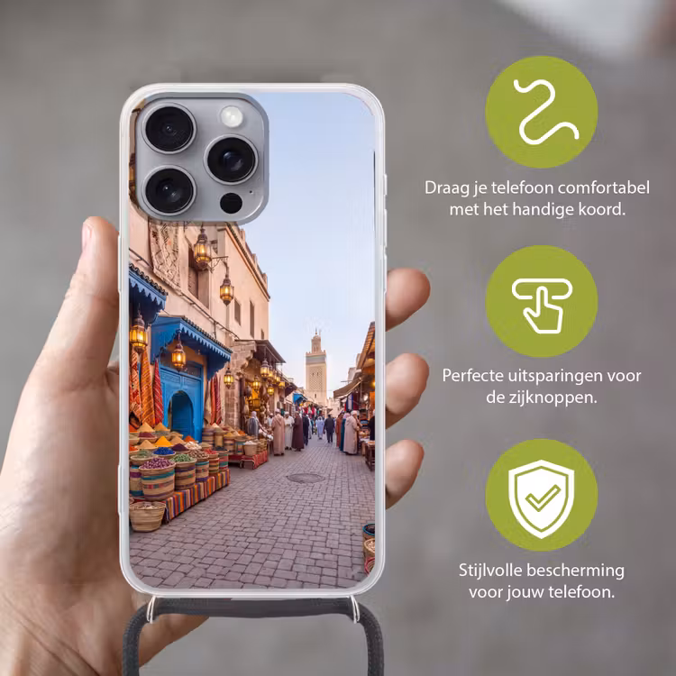 Telefoonhoesje met koord - Markt - Oosters - Kleurrijk — 4
