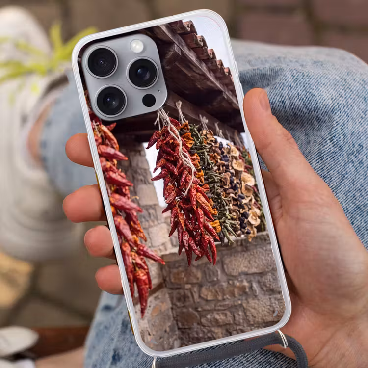 Telefoonhoesje met koord - Rode pepers - Eten — 2