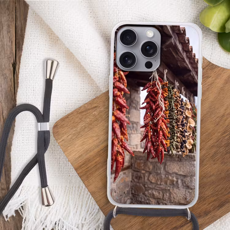 Telefoonhoesje met koord - Rode pepers - Eten — 3