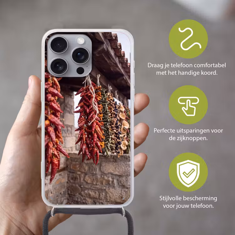 Telefoonhoesje met koord - Rode pepers - Eten — 4