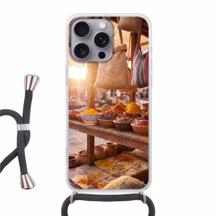 Telefoonhoesje met koord - Specerijen - Markt - Kleurrijk — 1