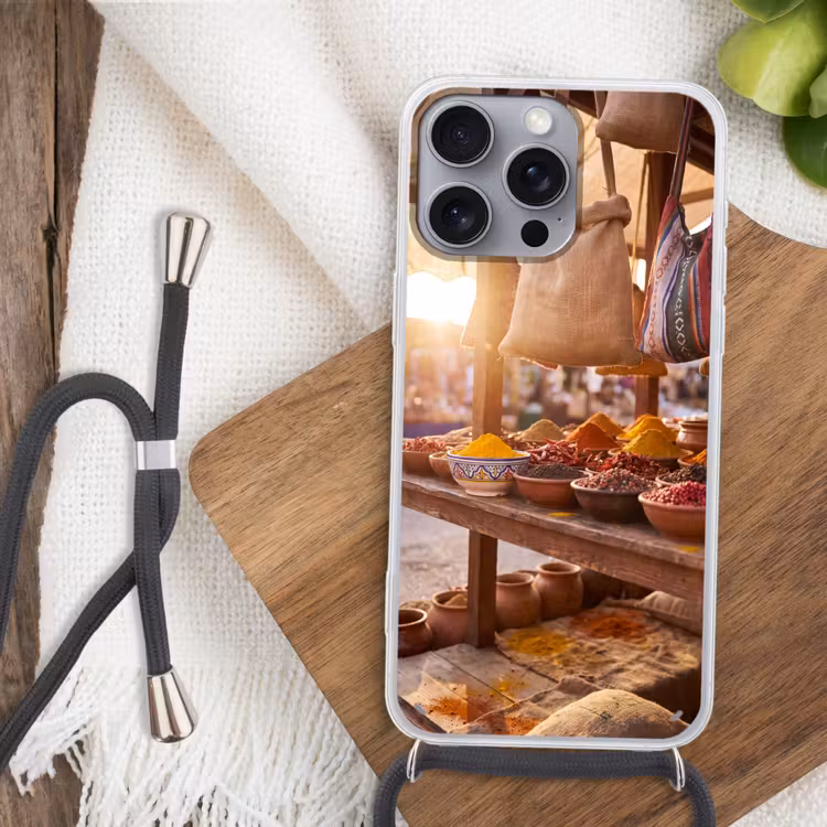 Telefoonhoesje met koord - Specerijen - Markt - Kleurrijk — 3