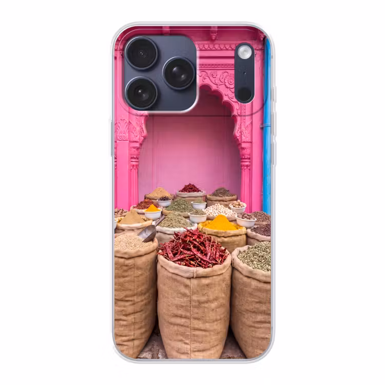 Telefoonhoesje Softcase - Kruiden - Markt - Roze — 1