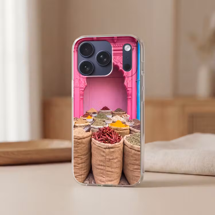 Telefoonhoesje Softcase - Kruiden - Markt - Roze — 3