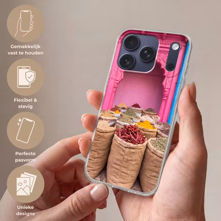 Telefoonhoesje Softcase - Kruiden - Markt - Roze — 4