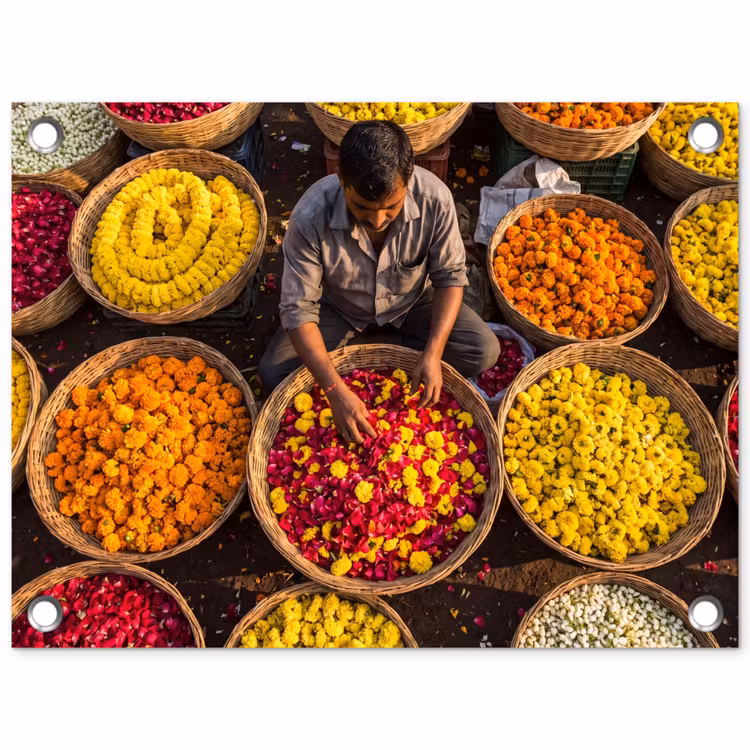 Tuinposter - Bloemen - Markt - Kleurrijk — 1