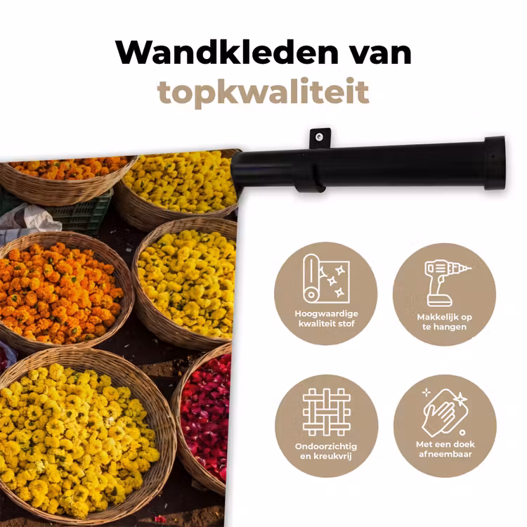 Wandkleed - Bloemen - Markt - Kleurrijk — 3