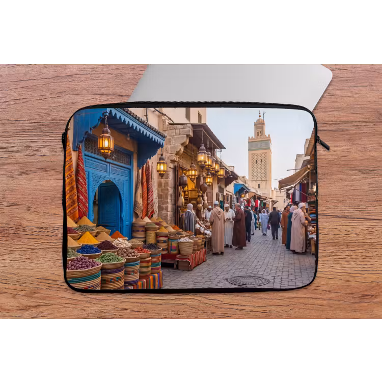 Laptophoes - Markt - Oosters - Kleurrijk — 2