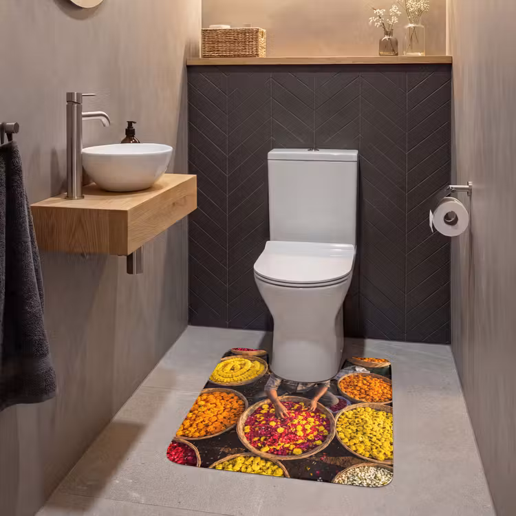 Wc Mat - Bloemen - Markt - Kleurrijk — 2