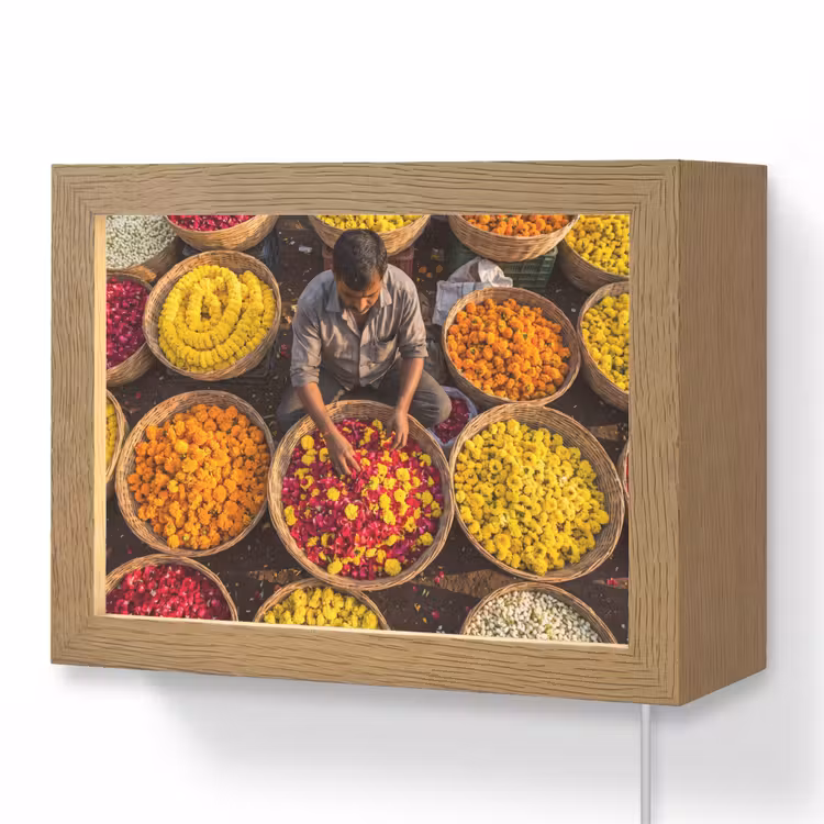 Lightbox - Wandlamp - Bloemen - Markt - Kleurrijk — 1