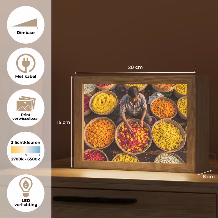 Lightbox - Wandlamp - Bloemen - Markt - Kleurrijk — 9