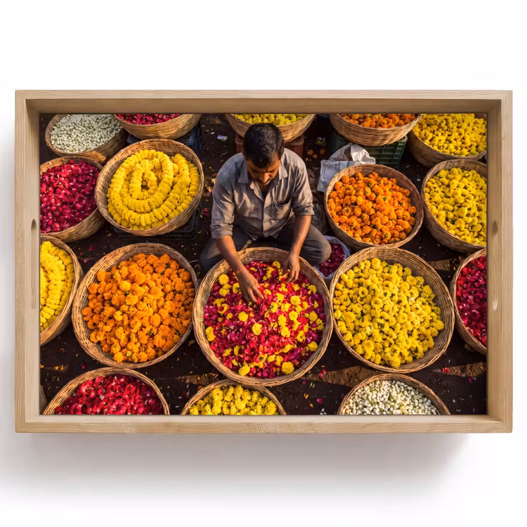 Dienblad - Bloemen - Markt - Kleurrijk — 1