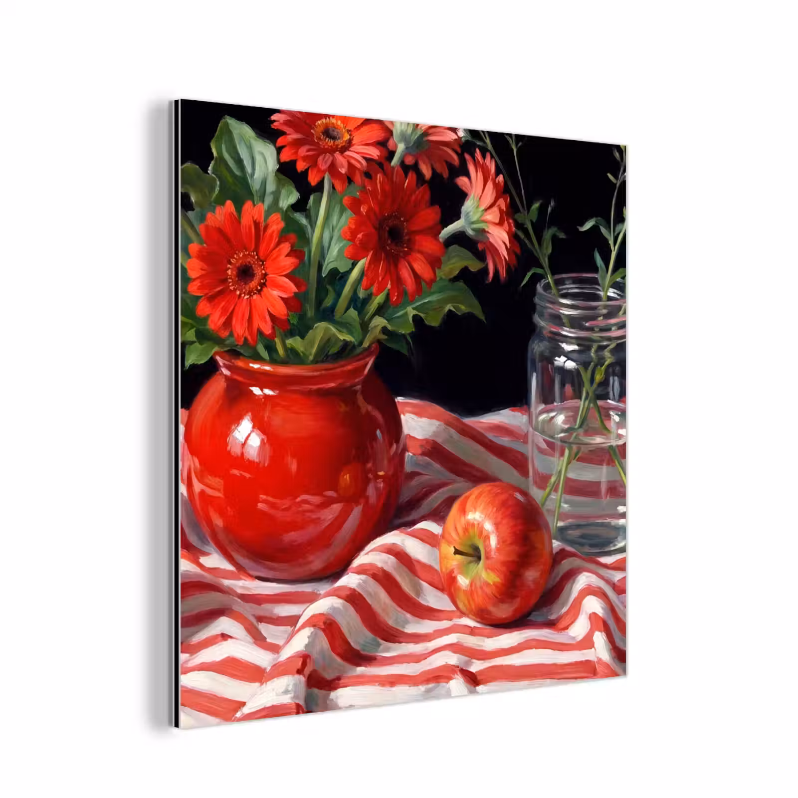 Aluminium schilderij - Rode bloemen - Vaas — 1